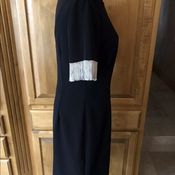 Trina Turk Rhinestone Fringe Sleeve Dress - Picture 5 of 8